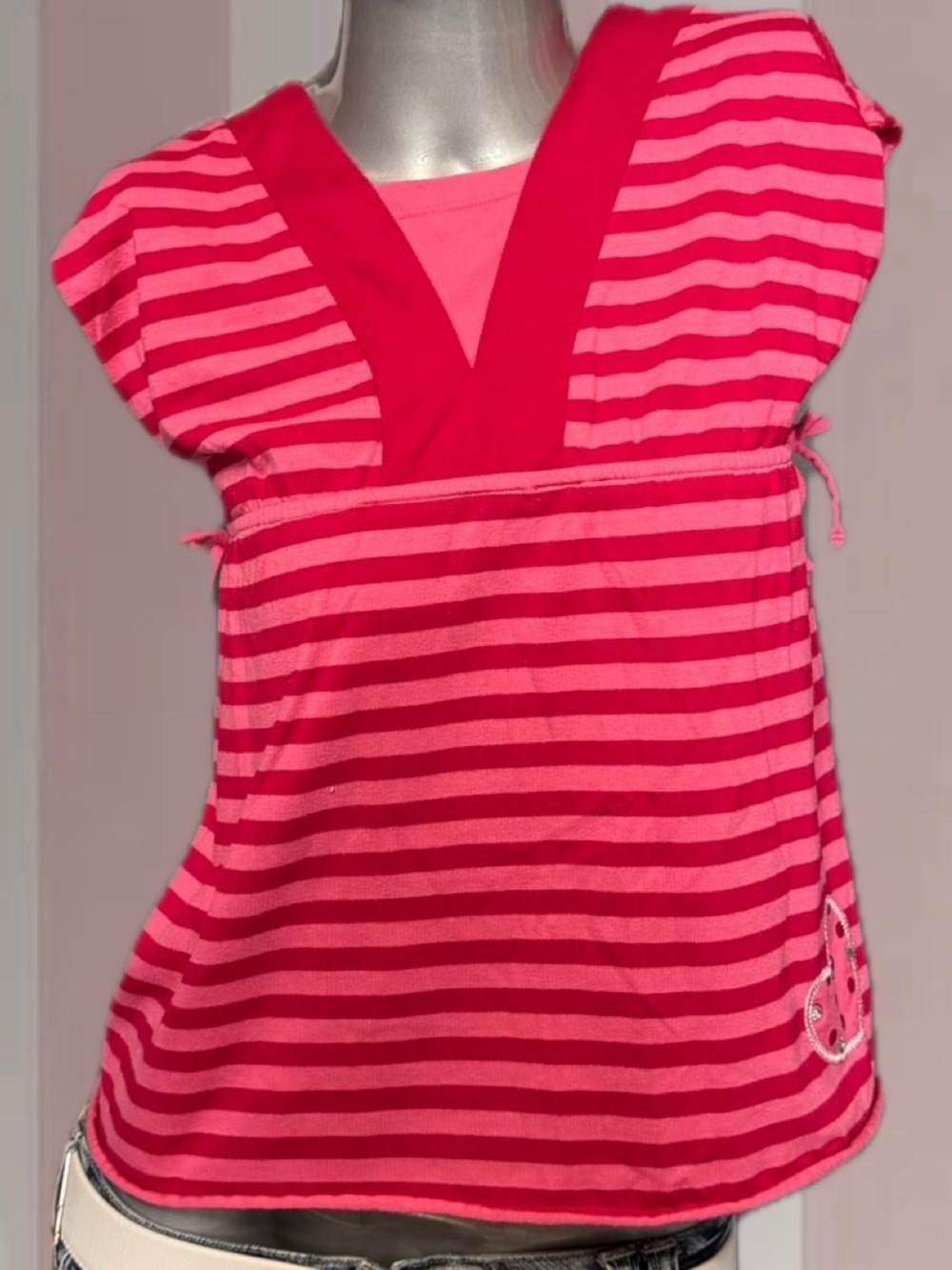 725 Originals Vintage Y2K Pink Striped Baby Doll Top